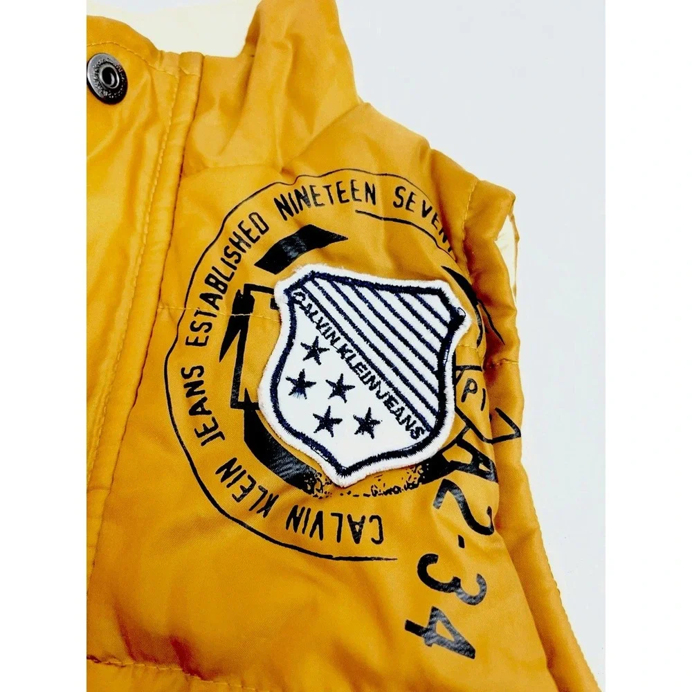 Calvin Klein Boys 2T Rugby‎ Style Puffer Vest Gold Outdoor Preppy Play Vtg